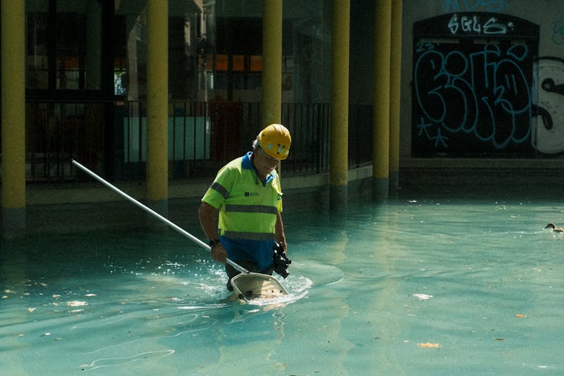 cleaning the pool